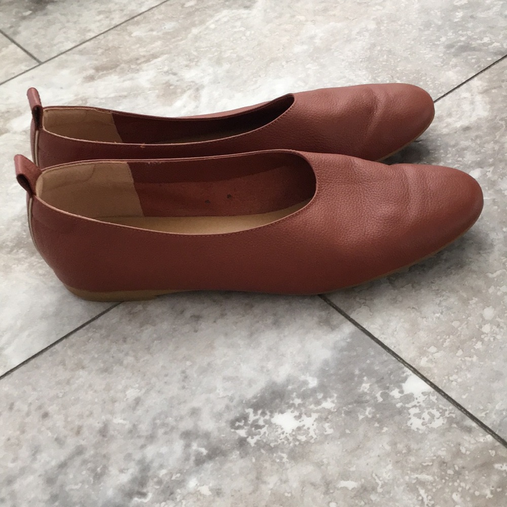 EVERLANE EUC REAL LEATHER COGNAC COLOR BALLET FLATS SIZE 7.5 - Picture 6 of 8